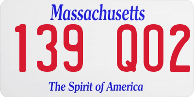 MA license plate 139QO2
