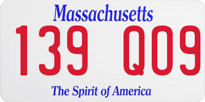 MA license plate 139QO9