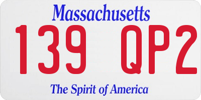 MA license plate 139QP2