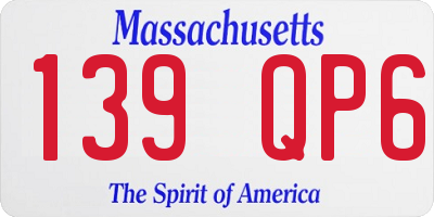MA license plate 139QP6