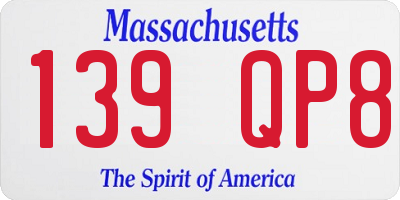 MA license plate 139QP8