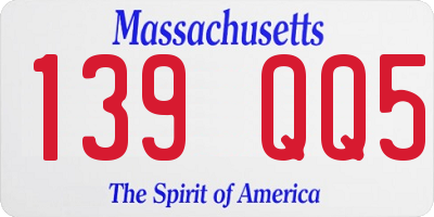 MA license plate 139QQ5