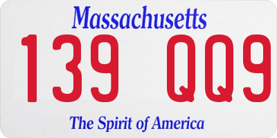 MA license plate 139QQ9