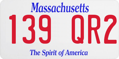 MA license plate 139QR2