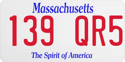 MA license plate 139QR5