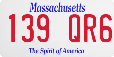 MA license plate 139QR6