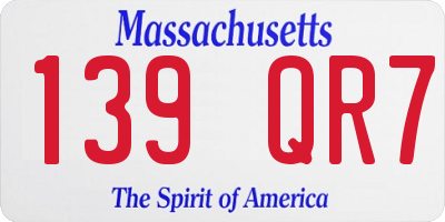 MA license plate 139QR7