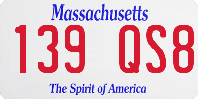 MA license plate 139QS8