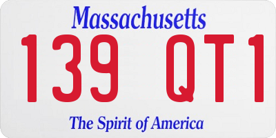 MA license plate 139QT1