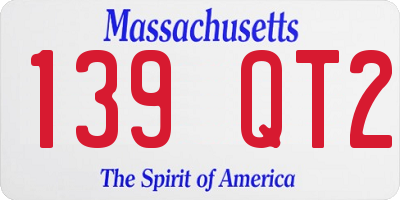 MA license plate 139QT2