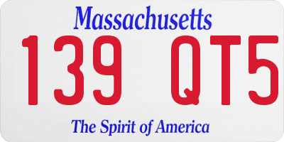 MA license plate 139QT5