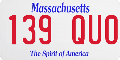 MA license plate 139QU0