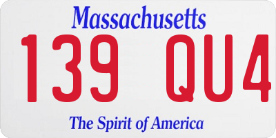 MA license plate 139QU4
