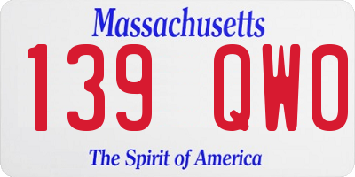 MA license plate 139QW0