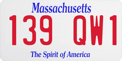 MA license plate 139QW1