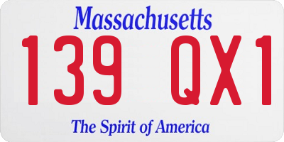 MA license plate 139QX1