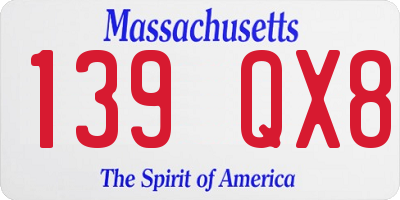 MA license plate 139QX8