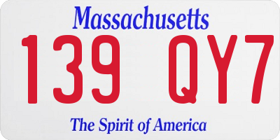 MA license plate 139QY7
