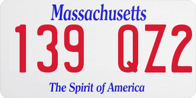 MA license plate 139QZ2