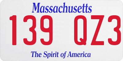 MA license plate 139QZ3