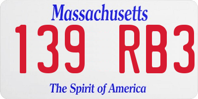 MA license plate 139RB3