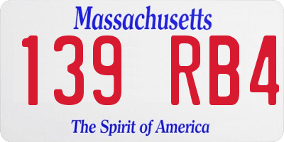 MA license plate 139RB4