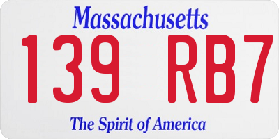 MA license plate 139RB7