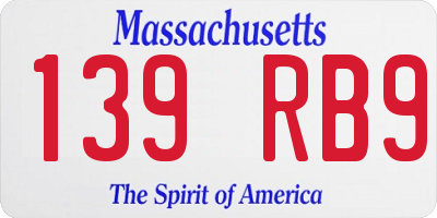 MA license plate 139RB9