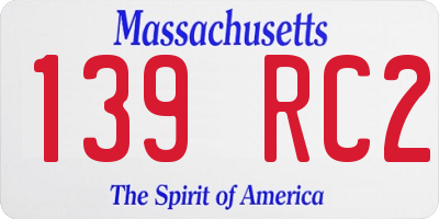 MA license plate 139RC2