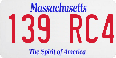 MA license plate 139RC4