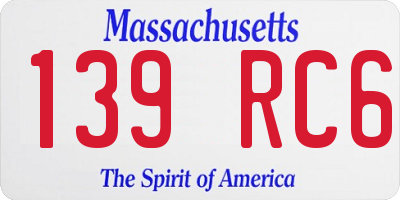 MA license plate 139RC6