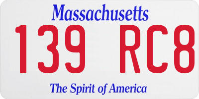 MA license plate 139RC8