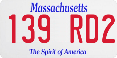 MA license plate 139RD2