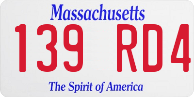 MA license plate 139RD4