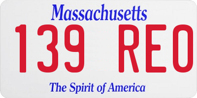 MA license plate 139RE0