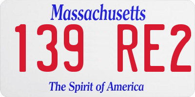 MA license plate 139RE2