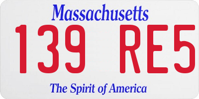 MA license plate 139RE5