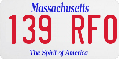 MA license plate 139RF0