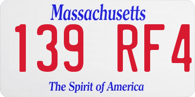 MA license plate 139RF4