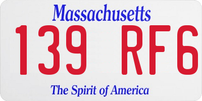 MA license plate 139RF6