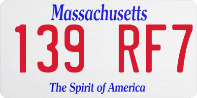 MA license plate 139RF7