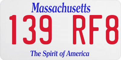 MA license plate 139RF8