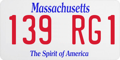 MA license plate 139RG1