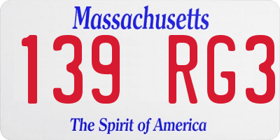 MA license plate 139RG3