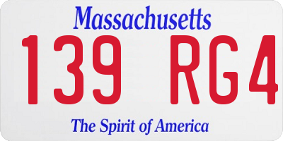 MA license plate 139RG4