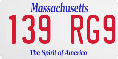MA license plate 139RG9