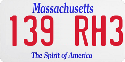 MA license plate 139RH3