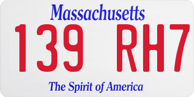 MA license plate 139RH7