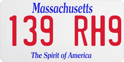MA license plate 139RH9