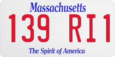 MA license plate 139RI1